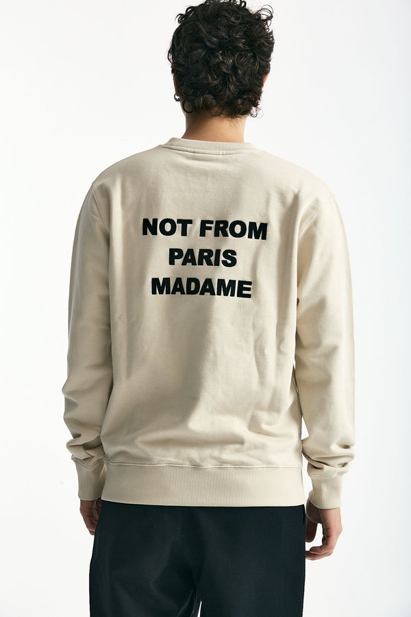 Felpa girocollo in cotone panna uomo Drôle de monsieur