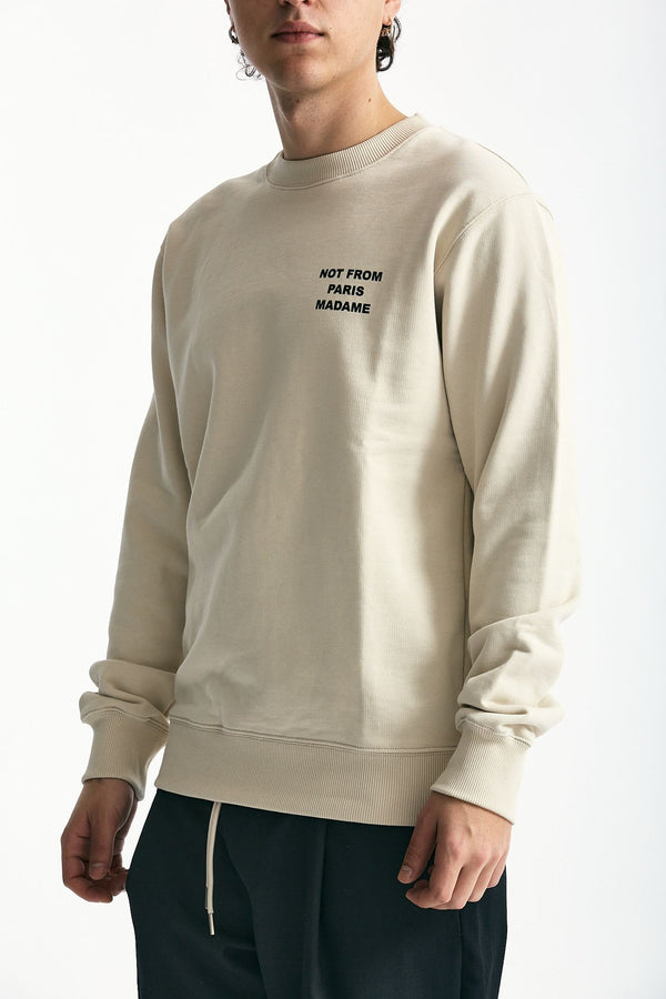 Felpa girocollo in cotone panna uomo Drôle de monsieur