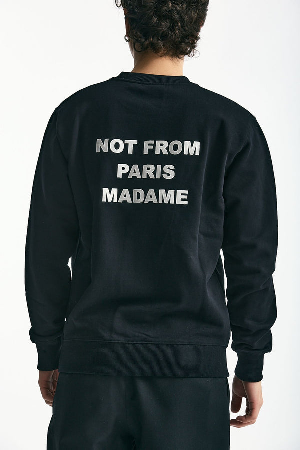 Felpa girocollo in cotone nero uomo Drôle de monsieur