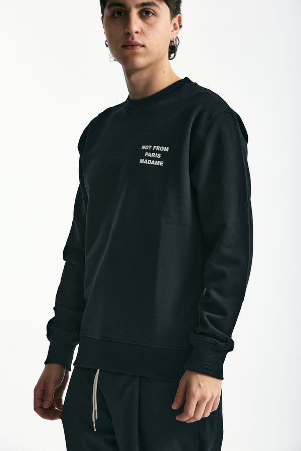 Felpa girocollo in cotone nero uomo Drôle de monsieur