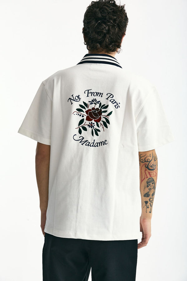 Polo in cotone piquet bianco uomo Drôle de monsieur