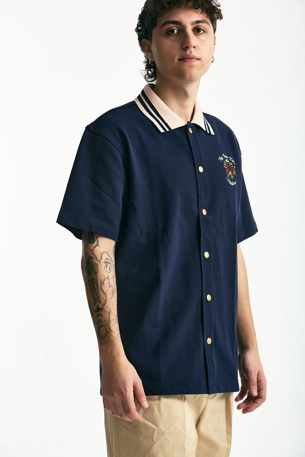 Polo in cotone piquet blu uomo Drôle de monsieur