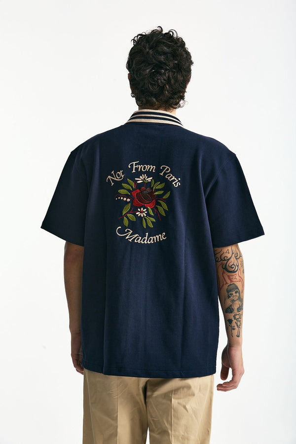 Polo in cotone piquet blu uomo Drôle de monsieur