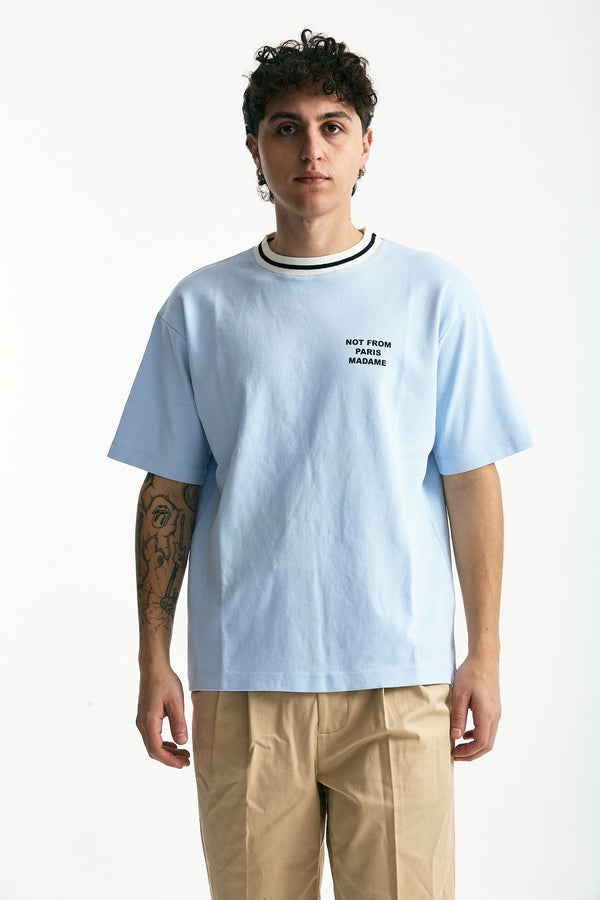 T-shirt in cotone azzurro uomo Drôle de monsieur