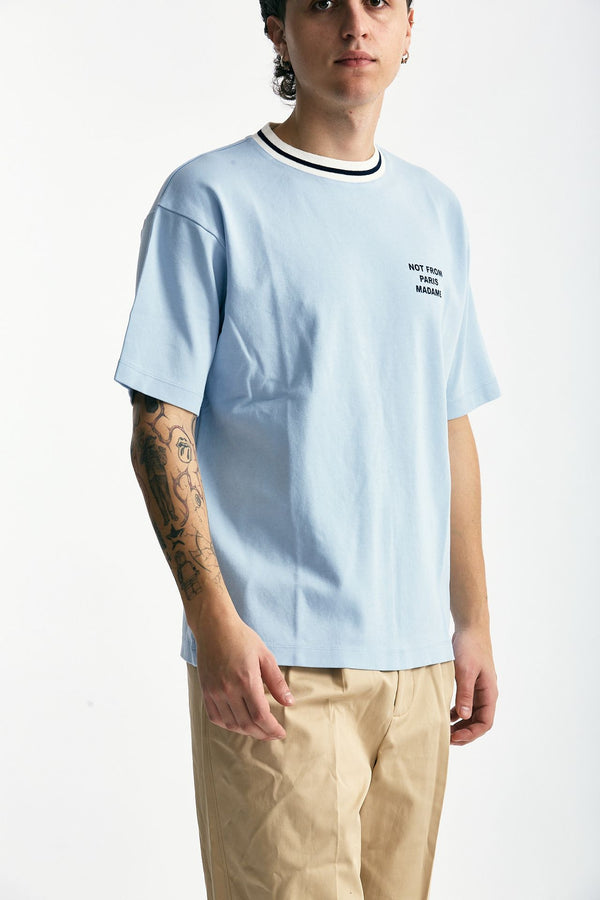 T-shirt in cotone azzurro uomo Drôle de monsieur