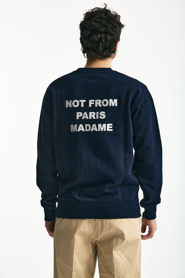 Felpa girocollo in cotone blu uomo Drôle de monsieur