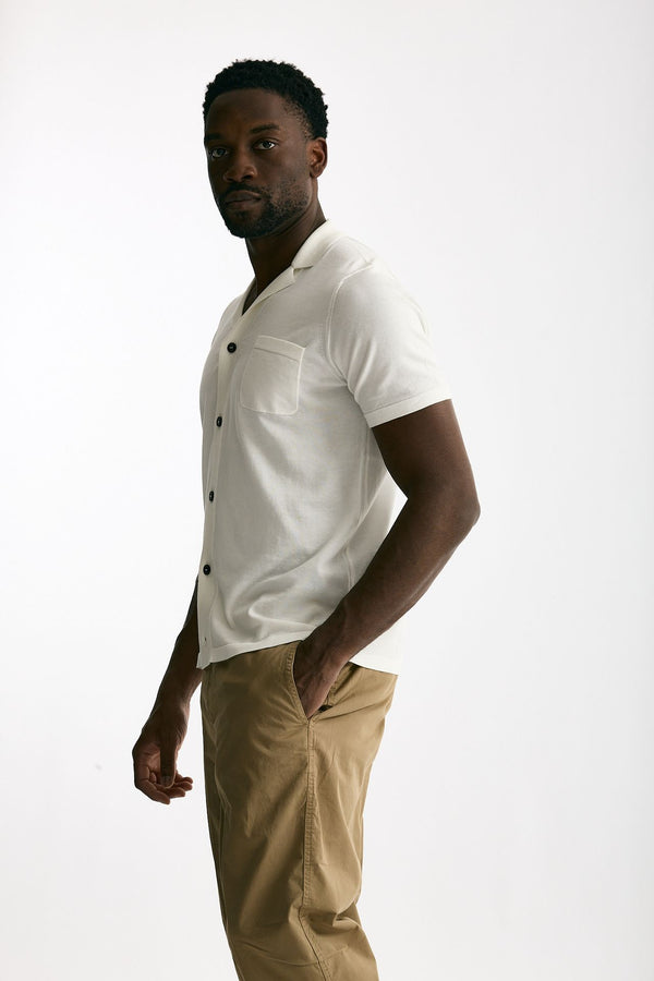 Cardigan mezza manica in cotone bianco uomo Drumohr