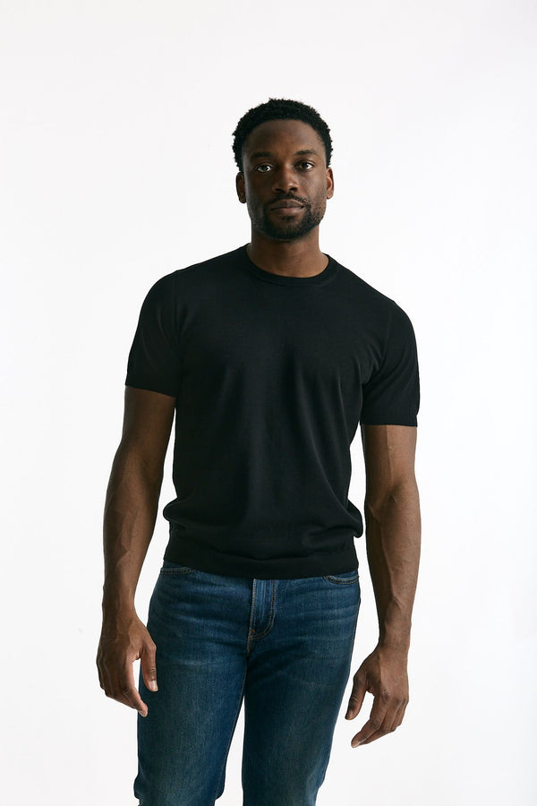 T-shirt in cotone nero uomo Drumohr