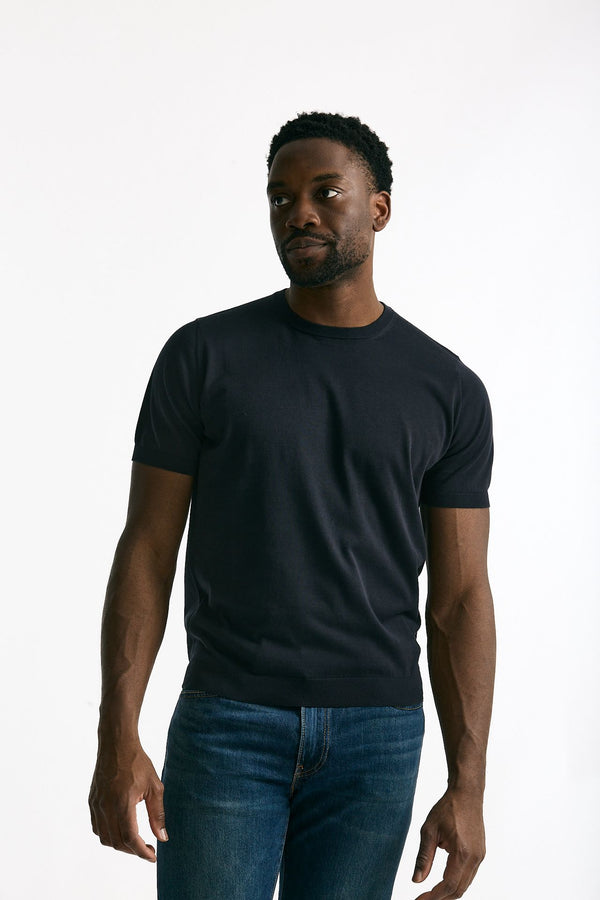 T-shirt in cotone blu uomo Drumohr