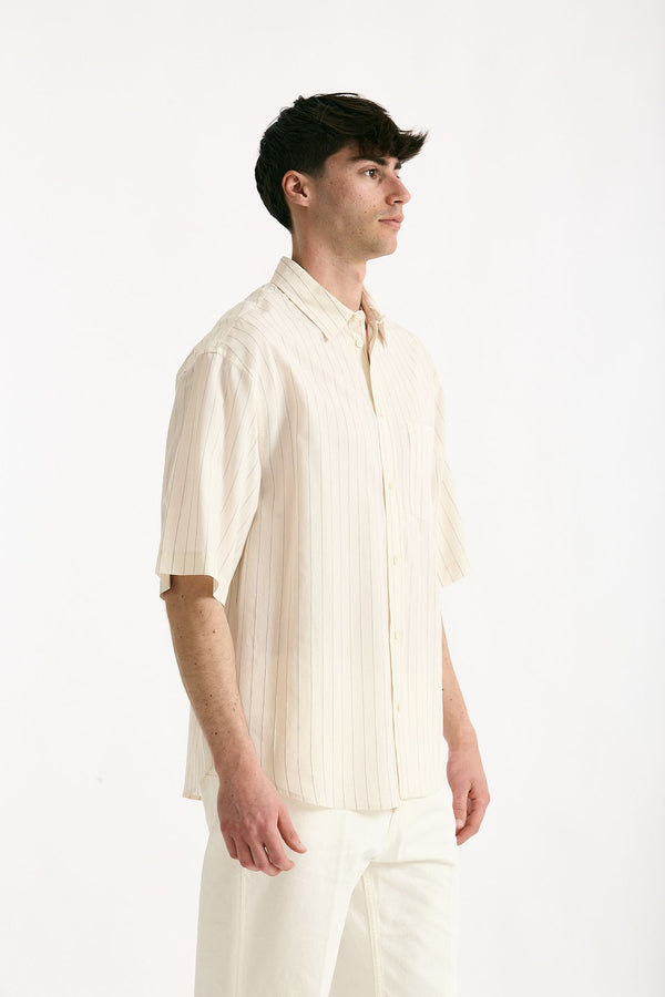 Camicia mezza manica in viscosa rigato uomo Grifoni