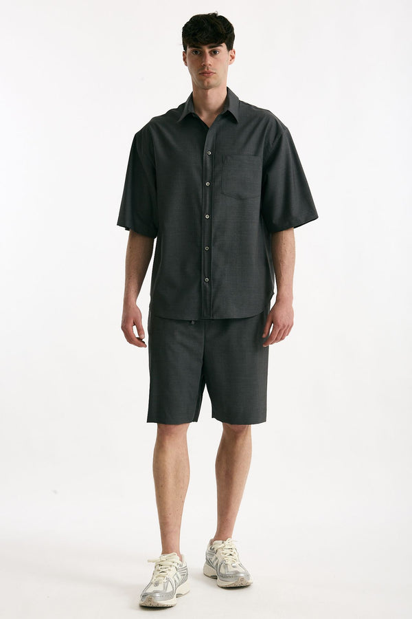 Camicia in lana ferma grigio uomo Grifoni