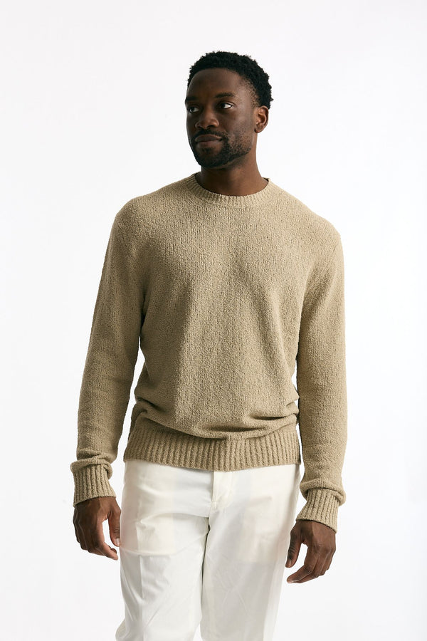 Maglia in cotone bouclè beige uomo Hosio