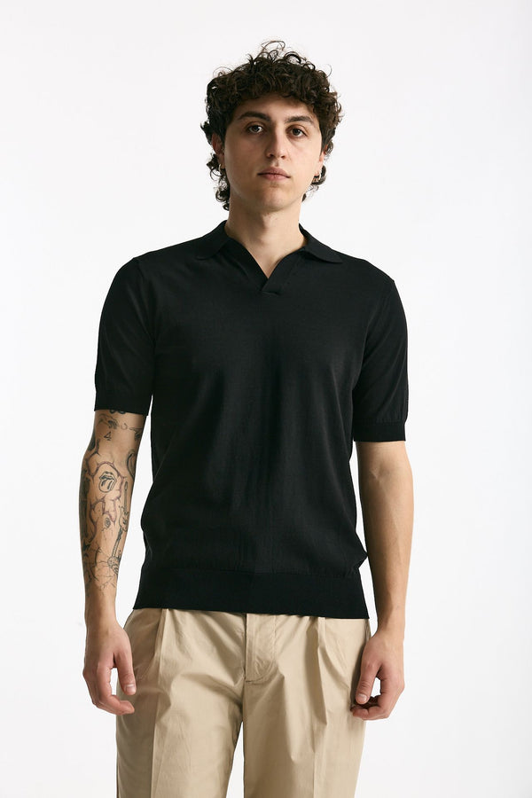 Polo maglia in cotone nero uomo Hosio