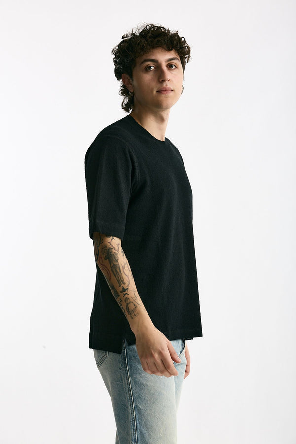 T-shirt in cotone e nylon nero uomo Hosio