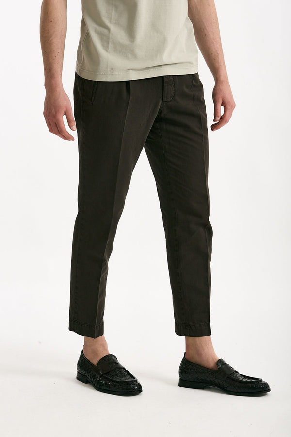 Pantalone cotone e lino marrone uomo Incotex