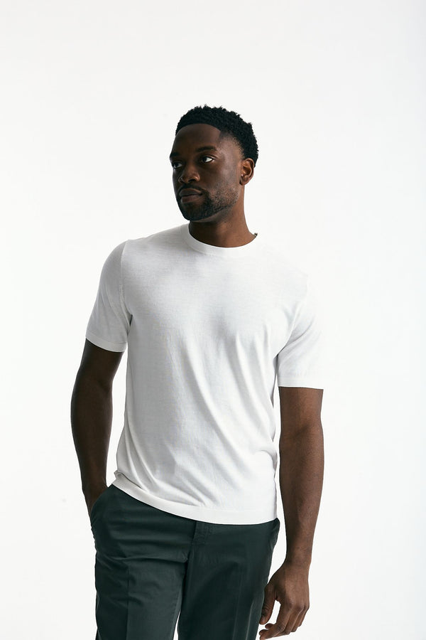 T-shirt in seta e cotone bianco uomo Kangra