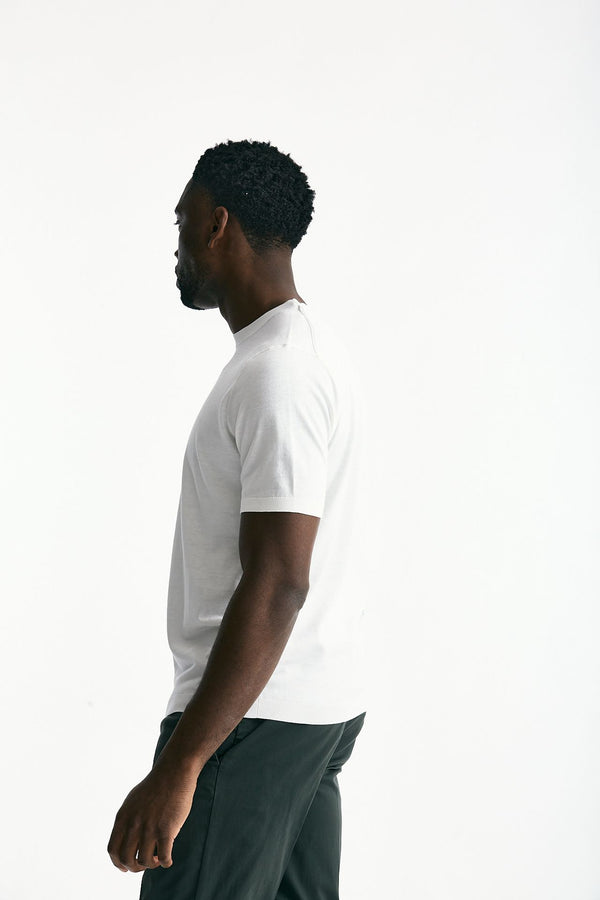 T-shirt in seta e cotone bianco uomo Kangra