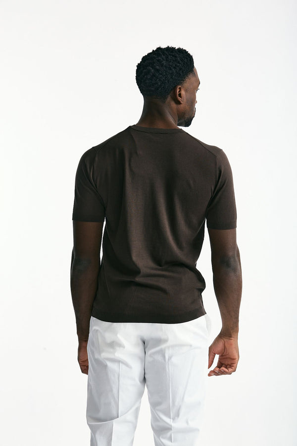 T-shirt in seta e cotone marrone uomo Kangra