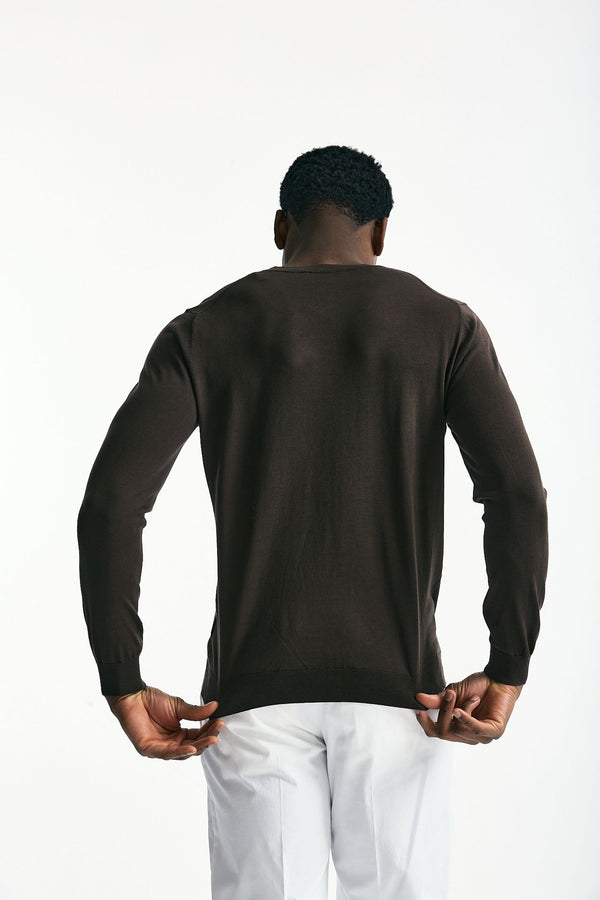 Maglia in cotone e seta marrone uomo Kangra