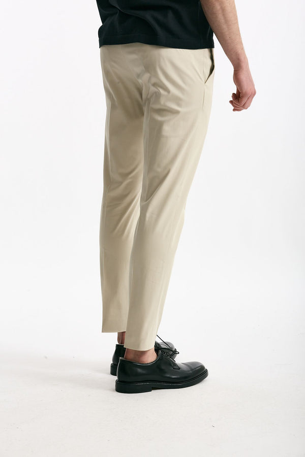 Pantalone EDGE- DIECI in cotone raso stretch panna uomo Pt torino