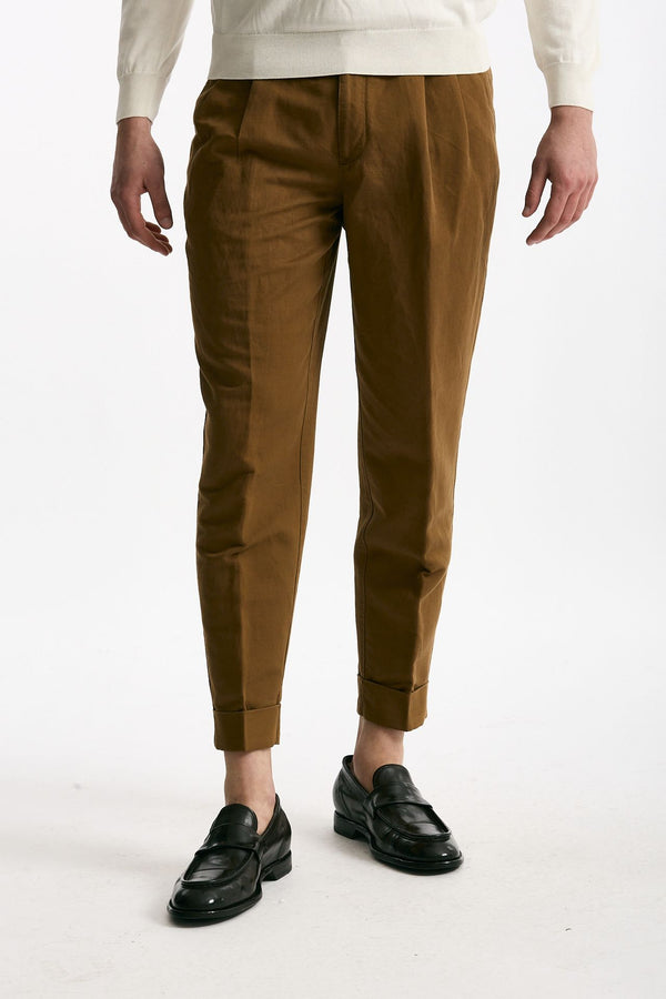 Pantalone REWORKED- CARROT in lino e cotone bruciato uomo Pt torino