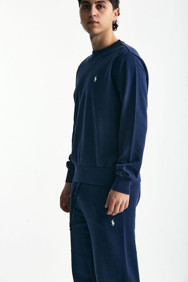 Felpa in cotone lavato blu uomo Polo ralph lauren