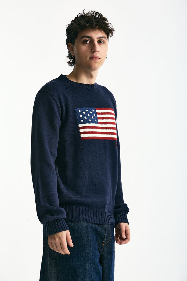 Maglia in cotone blu uomo Polo ralph lauren