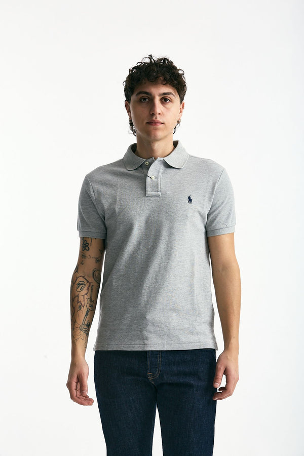 Polo Slim-Fit in cotone piquet grigio uomo Polo ralph lauren