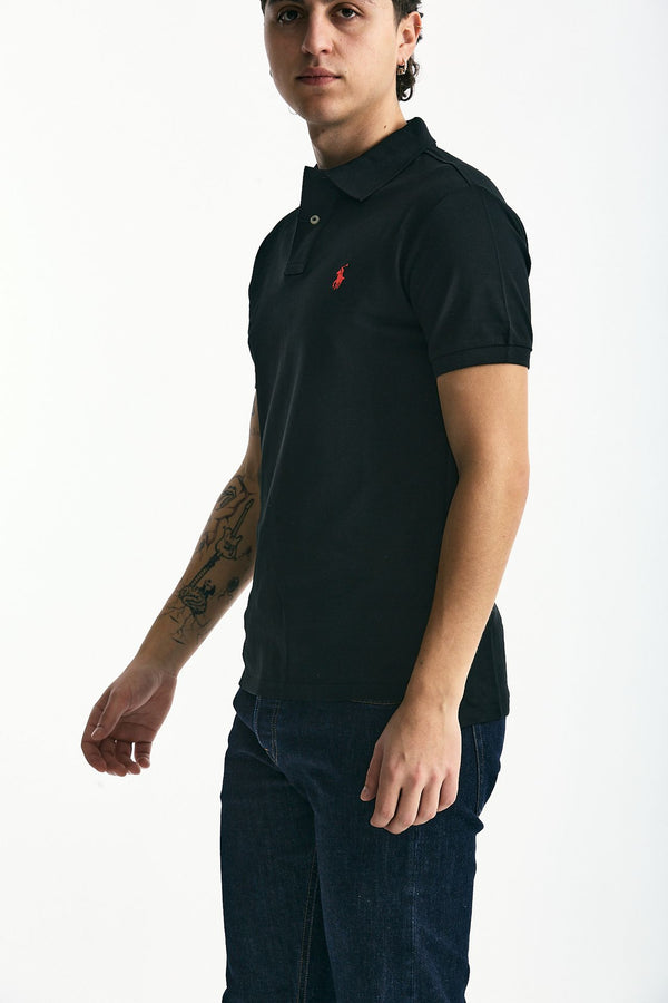 Polo Slim-Fit in cotone piquet nero uomo Polo ralph lauren