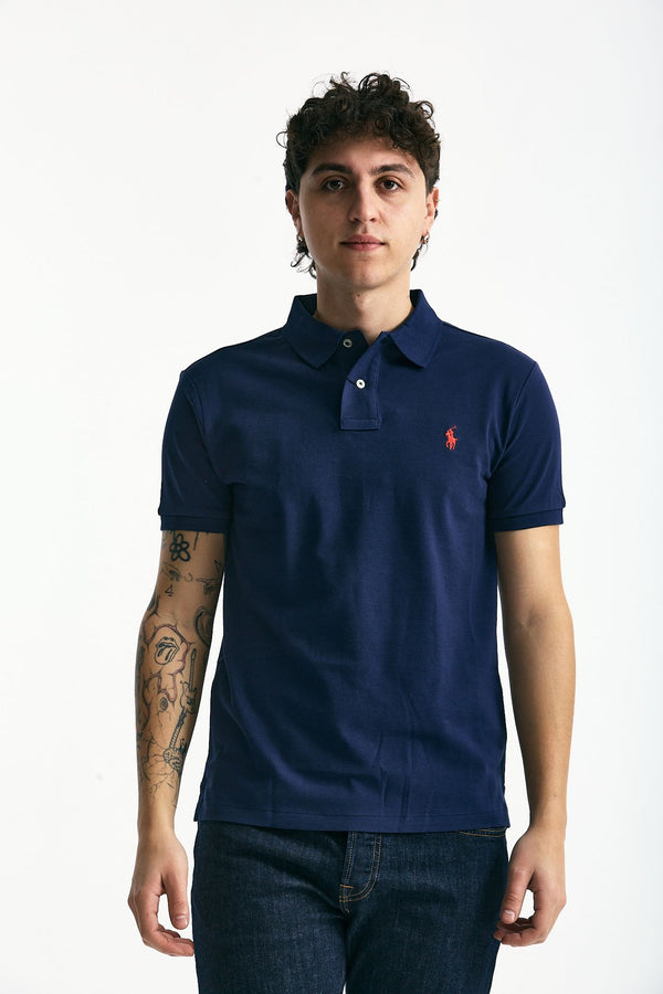 Polo Slim-Fit in cotone piquet blu uomo Polo ralph lauren