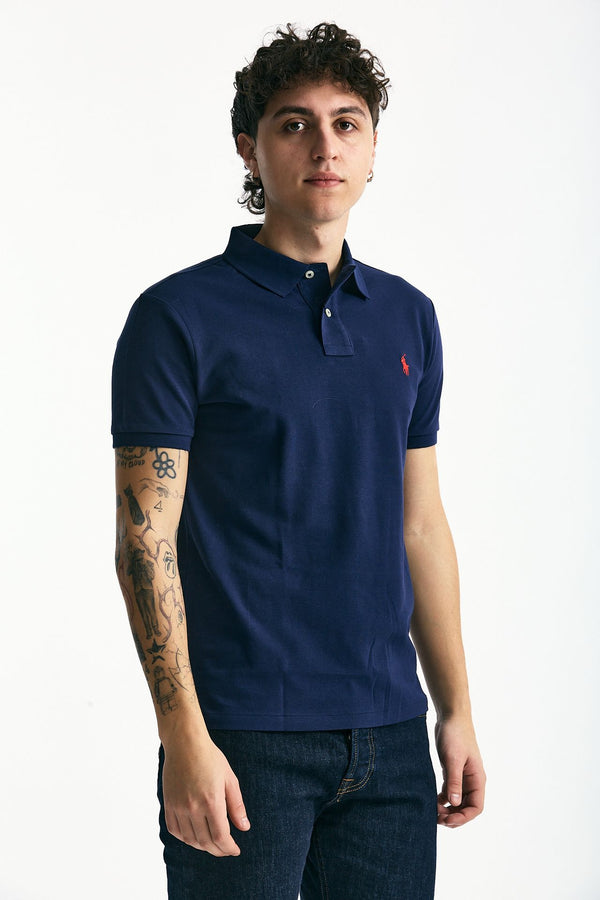 Polo Slim-Fit in cotone piquet blu uomo Polo ralph lauren