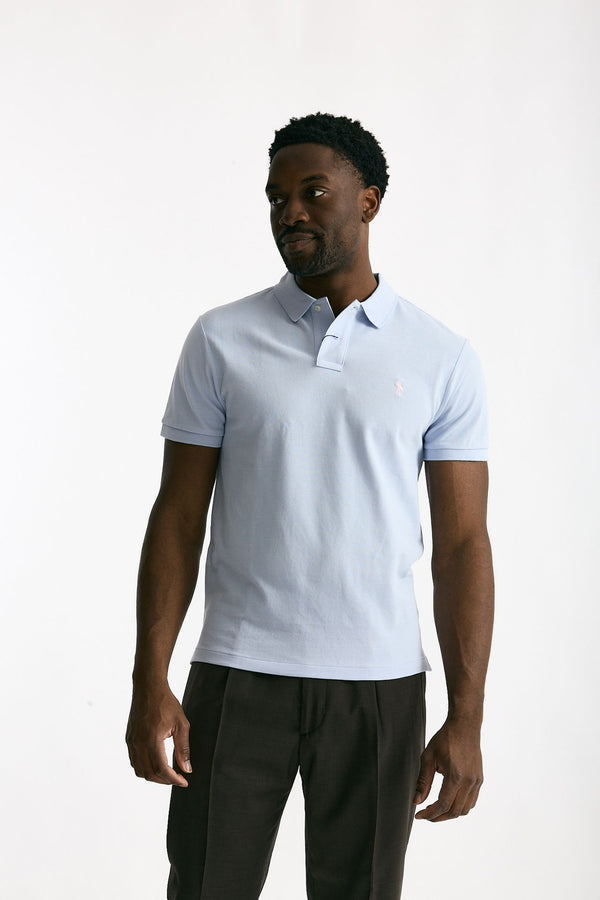 Polo in cotone piquet azzurro uomo Polo ralph lauren
