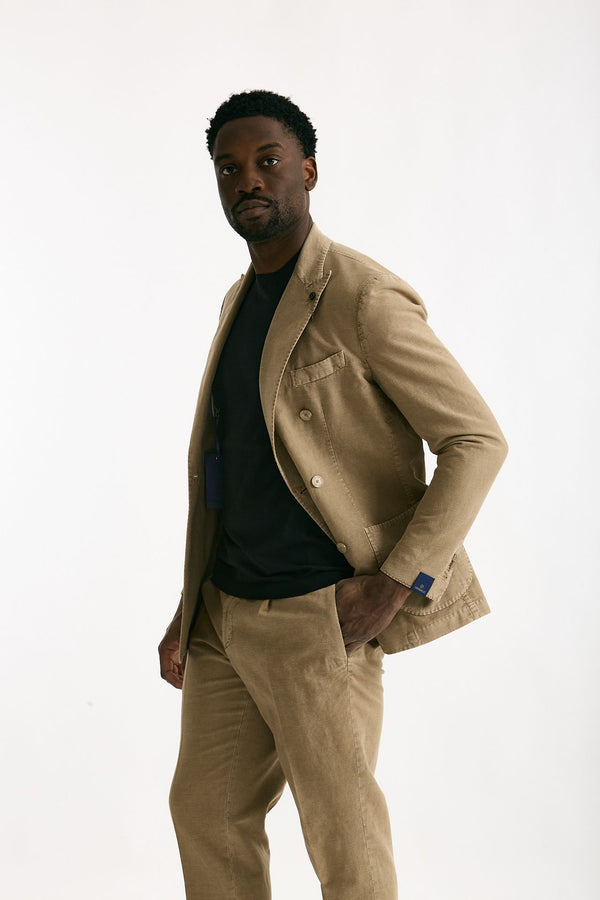 Abito doppiopetto beige Cotone e lino lavato uomo Santaniello