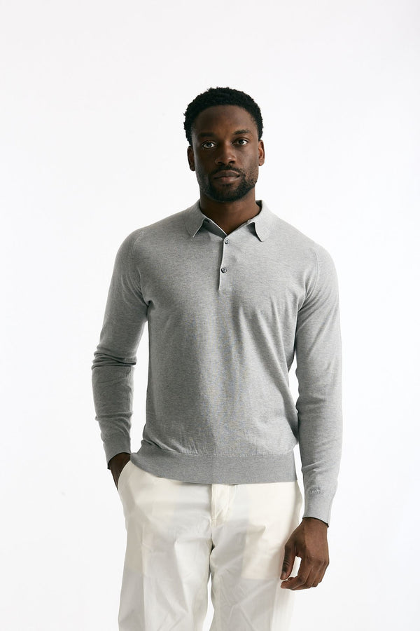 Polo BRADWELL in cotone sea island grigio uomo John smedley