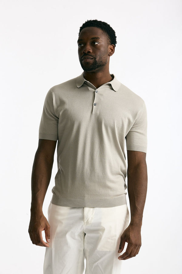 Polo ADRIAN in cotone sea island beige uomo John smedley