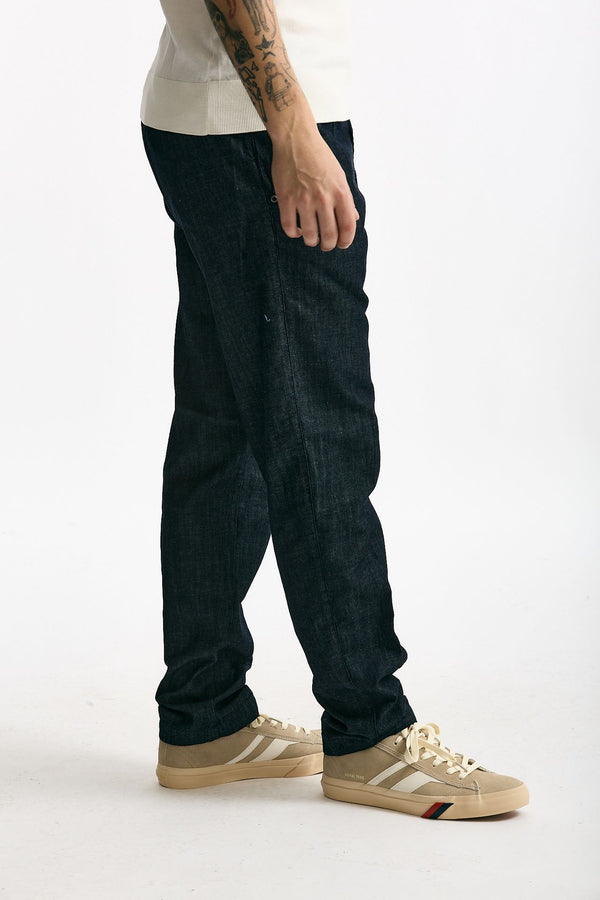 Pantalone in cotone fermo chambray blu uomo White sand