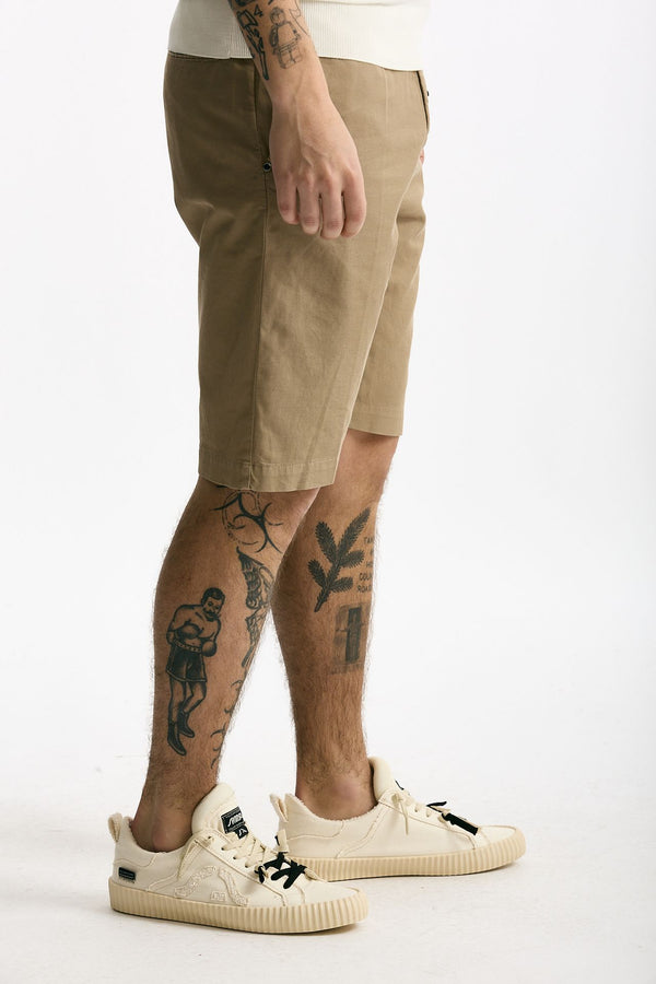 Bermuda in cotone e lino stretch beige uomo White sand