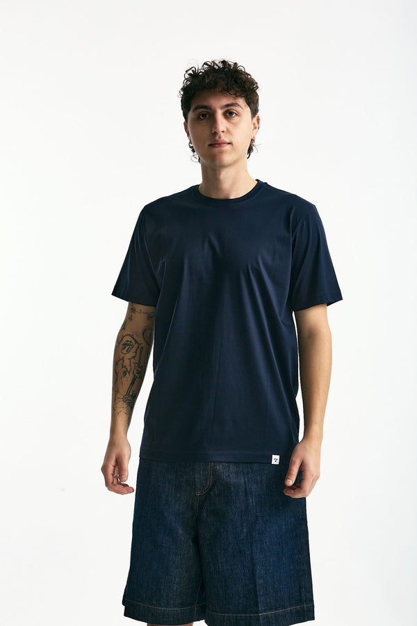 T-shirt in cotone e modale blu uomo Woc