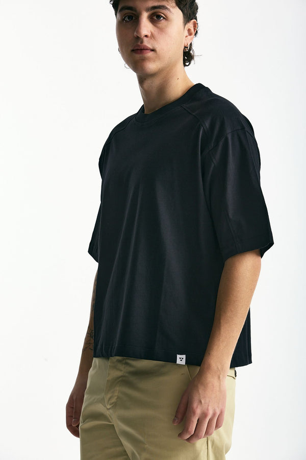 T-shirt boxy in cotone nero uomo Woc