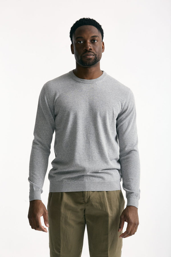 Maglia girocollo in cotone grigio uomo Zanone