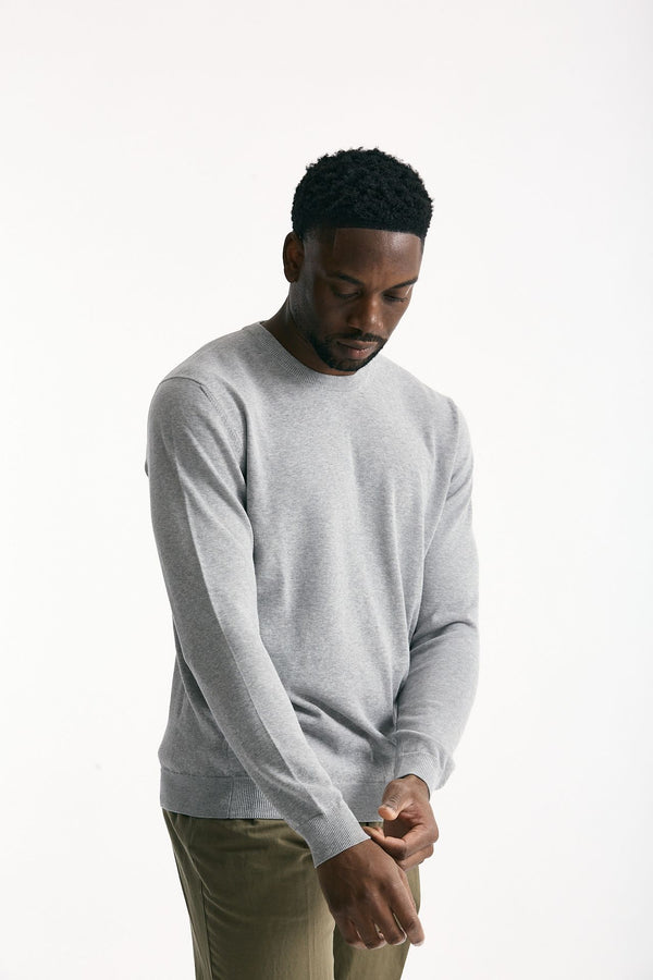 Maglia girocollo in cotone grigio uomo Zanone