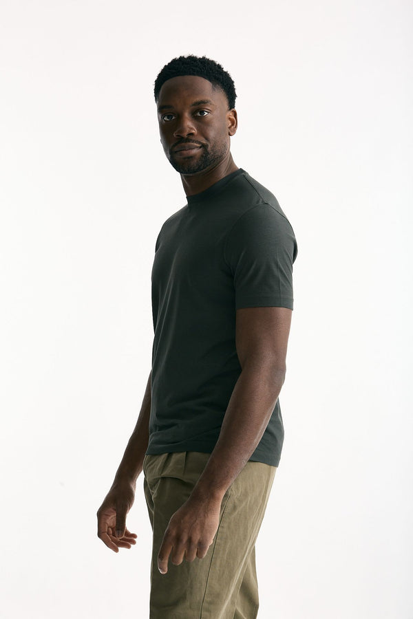 T shirt Icecotton in cotone verde scuro uomo Zanone