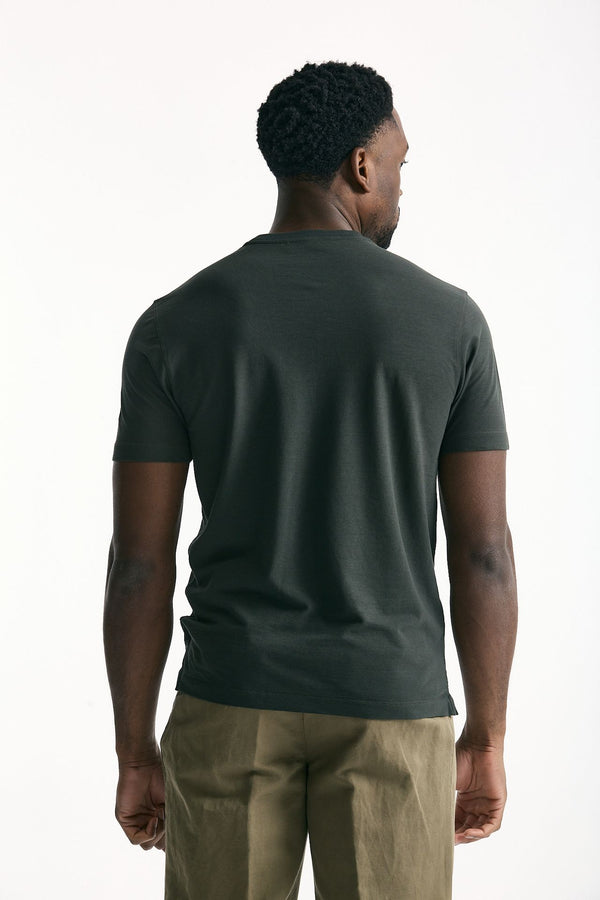 T shirt Icecotton in cotone verde scuro uomo Zanone