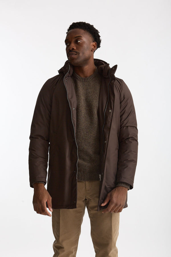 Parka imbottito in nylon marrone uomo Herno
