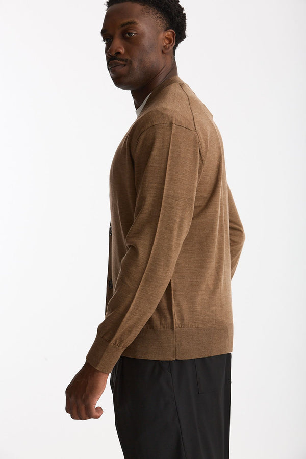 Cardigan in lana rasata cammello uomo Hosio