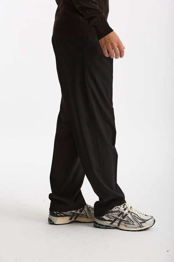 Pantalone gamba ampia gessato nero uomo Marsēm