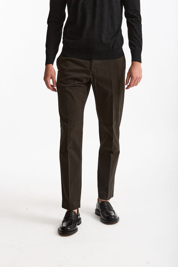 Pantalone EDGE-REBEL in cotone stretch marrone uomo Pt torino