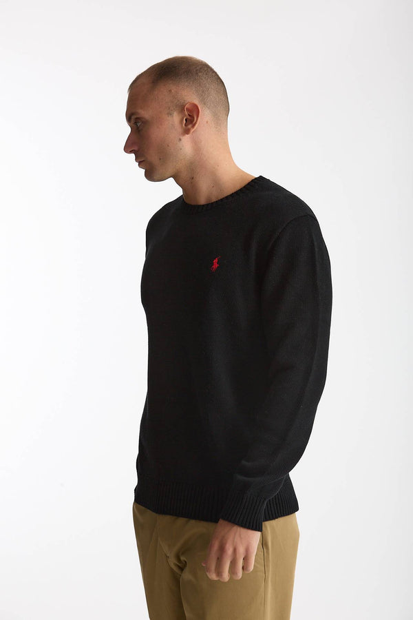 Maglia girocollo in cotone nero uomo Polo ralph lauren