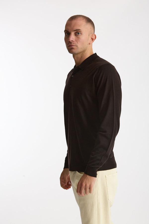 Polo in lana marrone uomo John smedley