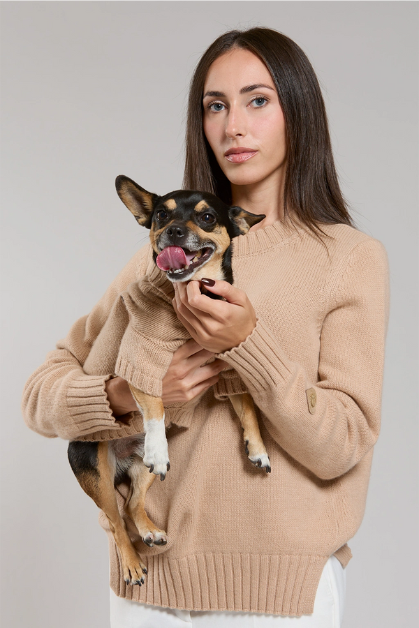 Maglia in lana e cachemire cammello donna Twinies